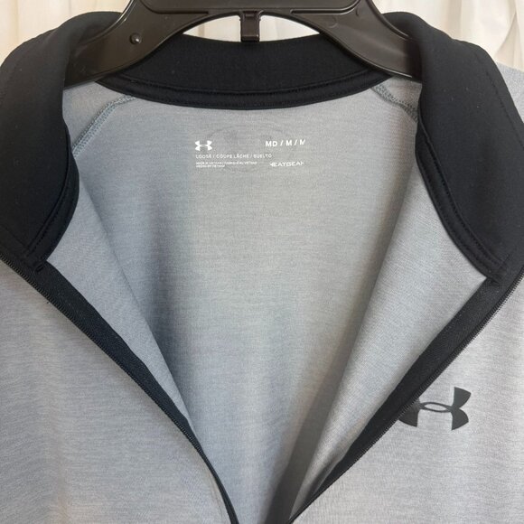 Under Armour Mens Gray 1/4 Zip Long Sleeve Athletic Pullover Medium - Picture 3 of 7